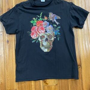 Floral Sugar Skull Graphic T Shirt